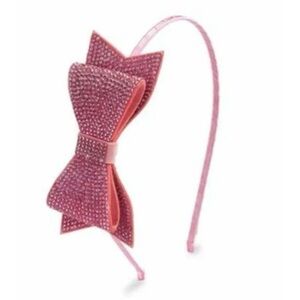 Bari Lynn Double Crystal Headband Bow Pink